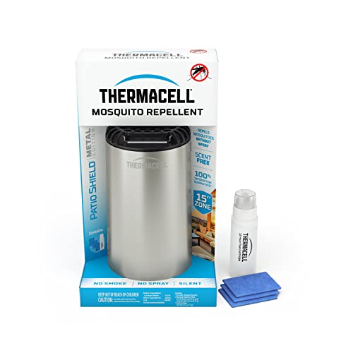 Thermacell Camping Mosquito Repeller, Nickel Metal Edition; Highly Effective Mosquito Repellent for Camping; No Candles or Flames, DEET-Free, No Odour, Bug Spray Alternative; Includes 12-Hour Refill