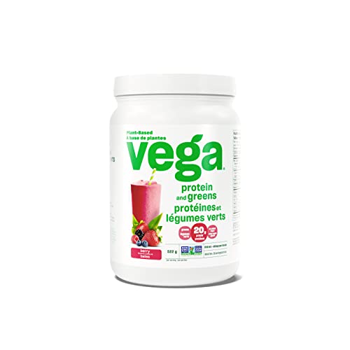 Vega Protein and Greens Vanilla, Plant Based Protein Powder Plus Veggies, Vegan, Non GMO, Pea Protein For Women and Men,