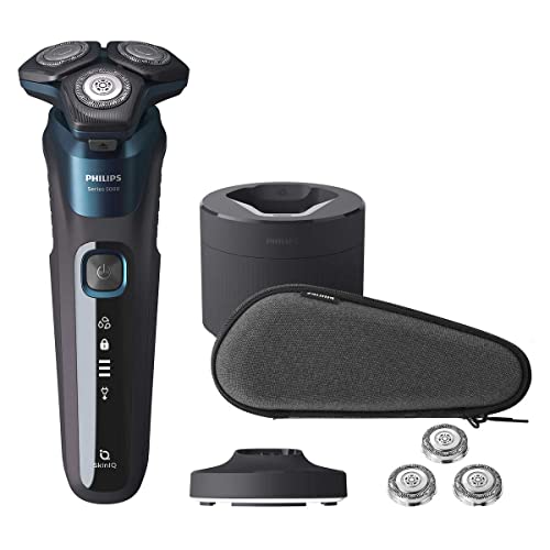 PHILIPS Series 5000 Wet & Dry Electric Shaver With Cable-Free Quick Clean Pod + Charging Stand + Travel Case + Replacement Heads, S5579/94