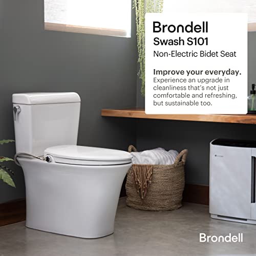 Brondell Swash Ecoseat Non-Electric Bidet Toilet Seat, White - Dual Nozzle System, Ambient Water Temperature - Bidet with Easy Installation