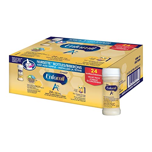 Enfamil A+, Baby Formula, Ready to Feed Nursettes, DHA (a type of Omega-3 fat) to help support brain development, Age 0-12 months, 59ml x 24 count