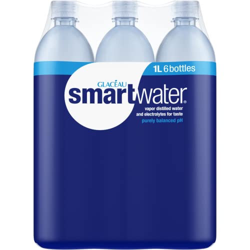 Smartwater Vapor Distilled Premium Water Bottles, 1 Liter, 6 Pack