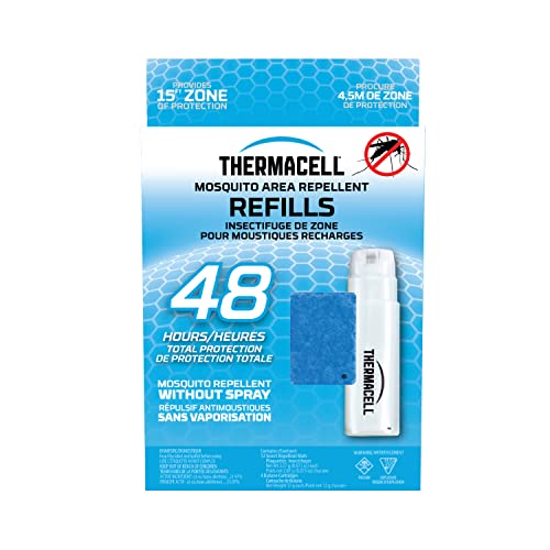 Thermacell Mosquito Repellent 48-Hour Refill; Includes 4 Fuel Cartridge & 12 Repellent Mats; Compatible with Fuel-Powered Thermacell Repellers; No Odour, DEET-Free Bug Spray Alternative