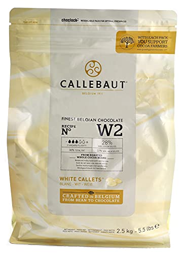 Callebaut W2 28% White Chocolate Callets 5.5 lbs - Pack of 2