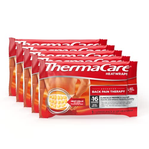 ThermaCare Portable Heating Pad, Lower Back and Hip Pain Relief Patches, L/XL Heat Wraps, 5 Count