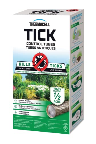 Thermacell Tick Control Tubes; 12 Per Box; No Spray, Easy-to-Use; Kills Ticks That May Carry Lyme Disease; Place in Backyard, Gardens or Wooded Areas Twice a Year; Won’t Harm Kids, Pets or Environment