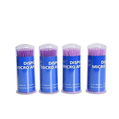 Annhua 400PCS Dental Disposable Applicator, 903 | Ultrafine Size Micro Bendable Brush with Purple Stick