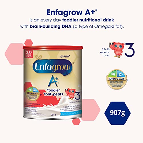 Enfagrow A+, Toddler Nutritional Drink, 26 Nutrients including DHA a type of Omega-3 fat, Age 12-36 months, Milk Flavour Powder, 907g , Pack of 6