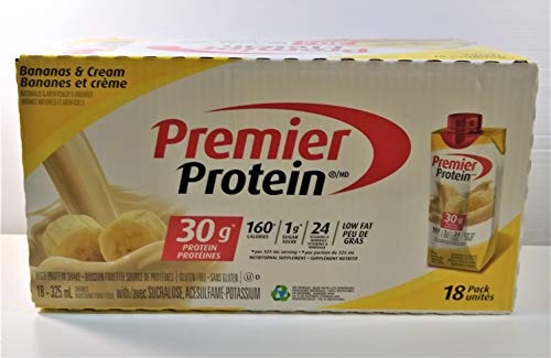 Premier Protein Shakes, Bananas and Cream, 18 Pack