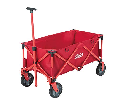 Coleman 2000035214 Collapsible Camping, Foldable Pull Wagon, 4 Wheel Festival Trolley, Portable Hand Cart, 106 x 53 x 100cm, Red