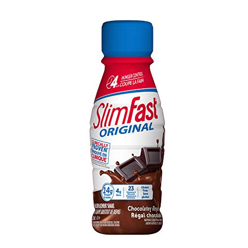 SlimFast Original Meal Replacement or Weight Loss Ready to Drink Shakes with 14g of Protein, 4g of Fibre Plus 23 Vitamins and Minerals, Chocolatey Royal, 8 Bottles x 325ml