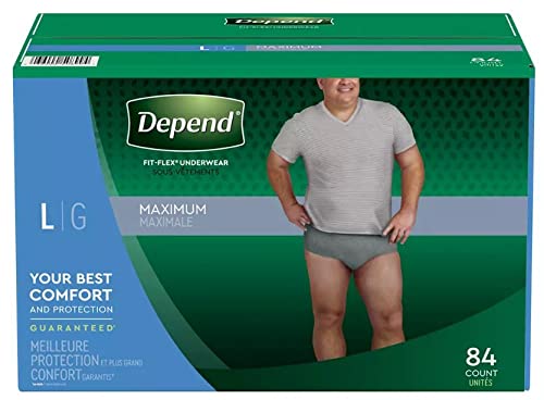 Depend Fit-Flex Large Maximum Absorbency Underwear for Men, 84 ct. Neutral Gray