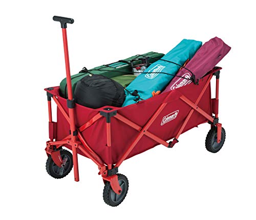 Coleman 2000035214 Collapsible Camping, Foldable Pull Wagon, 4 Wheel Festival Trolley, Portable Hand Cart, 106 x 53 x 100cm, Red