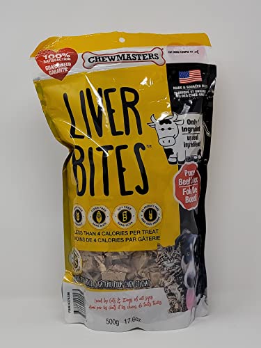 Chewmasters Beef Liver Bites Freeze Dried Dog Treats Bag, 500 G(4 Pack)