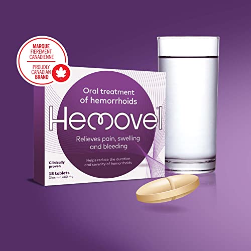 HEMOVEL Hemorrhoidal Oral Treatment - Clinically Proven, Mess-Free, effective and convenient way to treat internal and external hemorrhoids and relieve pain, swelling and bleeding - 18 Tablets