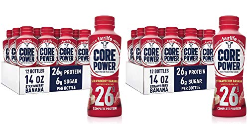 Core Power fairlife Core Power High Protein Milk Shake, Strawberry Banana, 14 Fl Oz (Pack of 12) Pack of 2