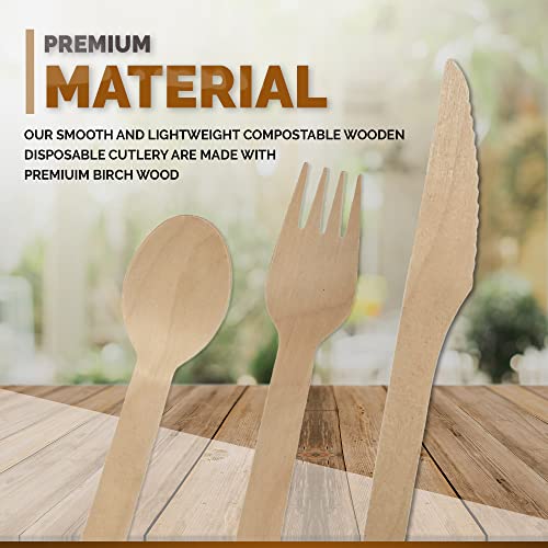 Compostable Birch wood cutlery packs of wooden Forks, Spoons, and Knives