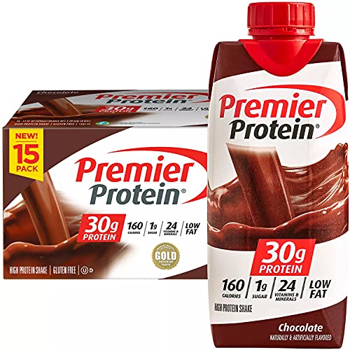 Premier Protein - High Protein Shake, Chocolate - 30g Protein, 1g Sugar, 24 Vitamins & Minerals - Nutrients to Support Immune Health - Naturally and Artificially Flavored - 1 Pack (11 fl. oz., 15 pk)