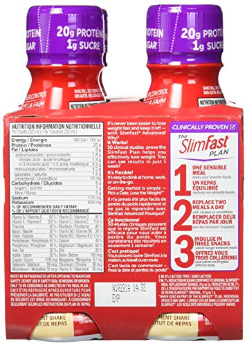 Case of Slim Fast Advanced Nutrition, Meal Replacement Shakes, 20g High Protein, Ready To Drink, Gluten & Lactose Free, 4 Bottles x 325ml per Box and 3 Boxes per case = 12 Vanilla Cream Drinks Total