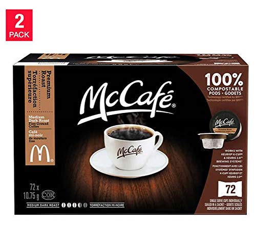 McCafe McDonalds Premium Medium Dark Roast Coffee - 144 Count Pods/Cups - Keurig Compatible