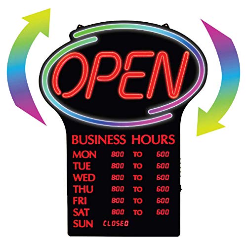 Newon LED OPEN Sign with Programmable Business Hours and Flashing Effects - English Only