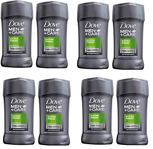 Dove Men Plus Care Antiperspirant Deodorant Stick, Extra Fresh, 2.7 oz, Pack of 8