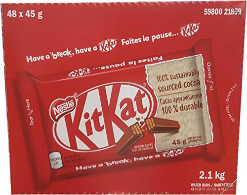 Nestle Kit Kat Chocolate 48 X 45 Gram Net Wt (2160 Gram), 2160 Grams