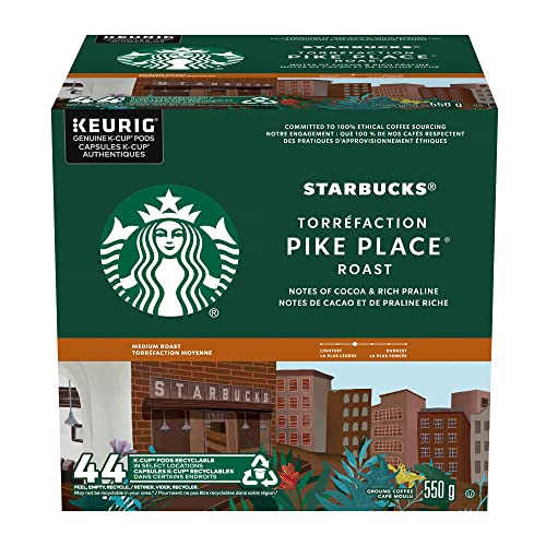 Starbucks Pike Place, Medium Roast Coffee, Single Serve Keurig K-Cup Pods, 44 Capsules