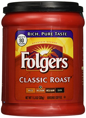 Fresh Taste of Folgers Coffee, Classic Roast Ground Coffee, Medium Flavor, 11.3 Oz Canister - (2 pk)