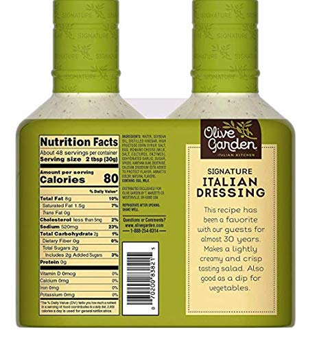 Italian Dressing Olive Garden 2 X 20 floz Net Wt (40 floz), 40 Fluid_Ounces