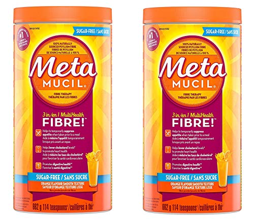 Metamucil Fiber Orange Flavour Smooth Texture, Sugar Free, 114 doses (2 Pack)