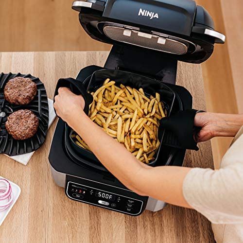 Ninja BG500C, Foodi XL 5-in-1 Indoor Grill with 4-Quart Air Fryer, Roast,  Bake, & Dehydrate 