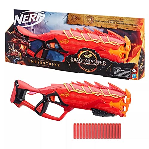 NERF Nerf DragonPower Emberstrike Blaster, Inspired by Dungeons and Dragons, 8-Dart Drum, 16 Darts, Dart Storage