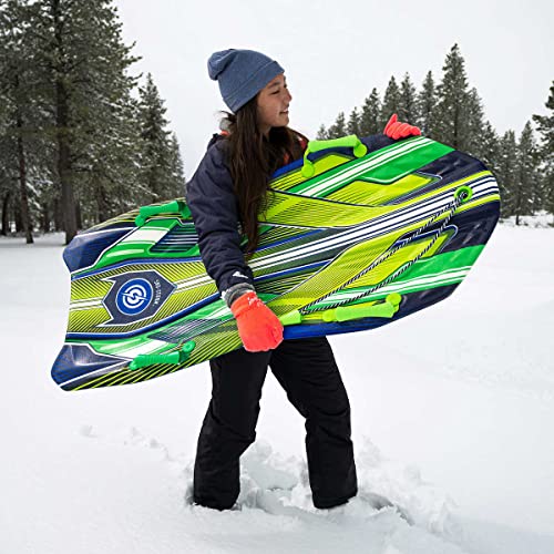 Sno-Storm 50in Vipernex Foam Snow Sled for Child and Adult, Foam Snow Toys Tube for Kids Heavy Duty, Outdoor Family Games Activities Sports Equipment - Green