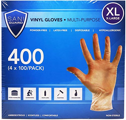 Sani Guard - Disposable Vinyl Gloves - 400 Pack (X-Large)