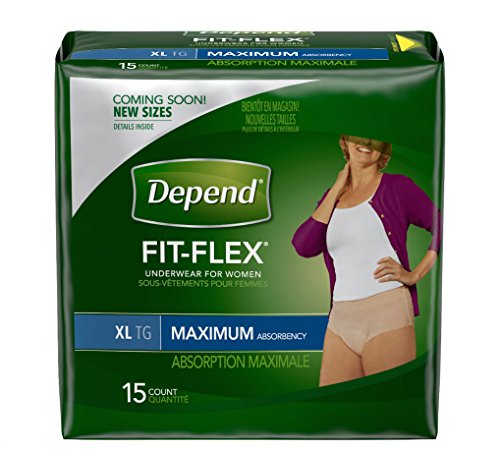 Depend FIT-FLEX Incontinence Underwear for Women, Maximum Absorbency, XL, 15 count - Extra Large Disposable Underwear