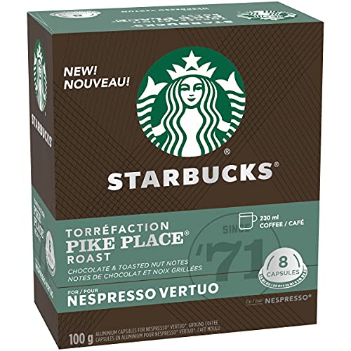 Starbucks By Nespresso Pike Place Roast Coffee Pods, Medium Roast, Nespresso Vertuo Line Compatible Capsules, 4 X 8 Coffee Pods, 32 Count