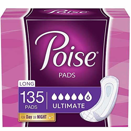 Poise Incontinence Pads for Women, Light Absorbency, Long Length