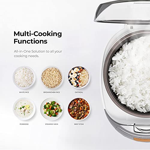 Cuckoo CR-0632F Multifunctional & Programmable Electric Rice Cooker, Intelligent Cooking Algorithm, 6 Cups (Uncooked) - 12 Cups (Cooked), Made in Korea, White/Silver