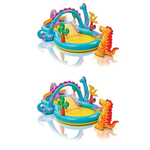 Intex 11ft x 7.5ft x 44in Kids Inflatable Dinoland Play Center Pool (2 Pack)