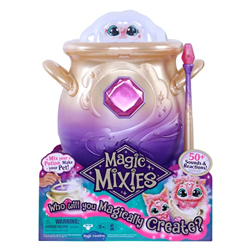 Magic Mixies Magical Misting Cauldron with Interactive 8 inch Pink Plush Toy and 50+ Sounds and Reactions, Multicolor (14651)