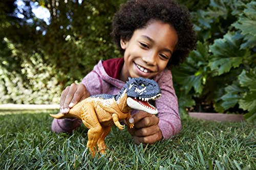 Jurassic World Dominion Roar Strikers Skorpiovenator Dinosaur Action Figure with Roaring Sound and Attack Action, Toy Gift Physical & Digital Play