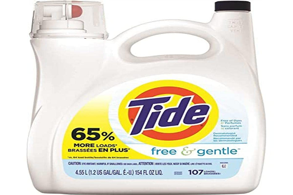 Tide Free & Gentle Liquid Laundry Detergent, 107 loads 154 fl oz, HE Compatible