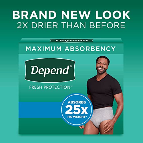 Depend FIT-FLEX Incontinence Underwear for Men, Maximum Absorbency, Disposable, 2x