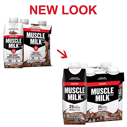 Muscle Milk Genuine Protein Shake, Chocolate, 20g Protein, 11 FL OZ, (Pack of 4)