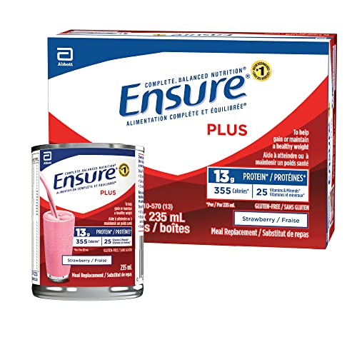 Ensure Plus, Meal Replacement, Complete Balanced Nutrition, Strawberry, 12 x 235 mL Can