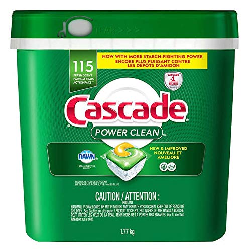 Cascade Power Clean Dishwasher Detergent ActionPacs, 115-count