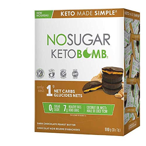 No Sugar Keto Bomb Dark Chocolate Peanut Butter Brownie, 2-Pack