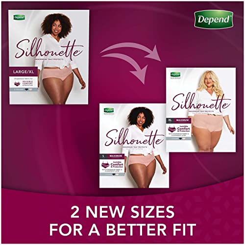  Depend Silhouette Adult Incontinence and Postpartum Underwear  for Women, Extra-Large, Maximum Absorbency, Berry, 48 Count (2 Packs of  24), Packaging May Vary : Health & Household