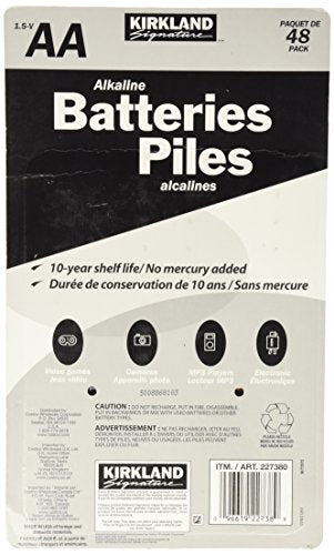 Kirkland Signature AA 1.5V Alkaline Batteries, 48 pack